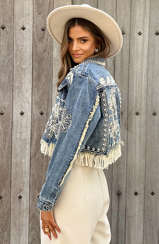 BOHEMIAN PRINT DENIM JACKET