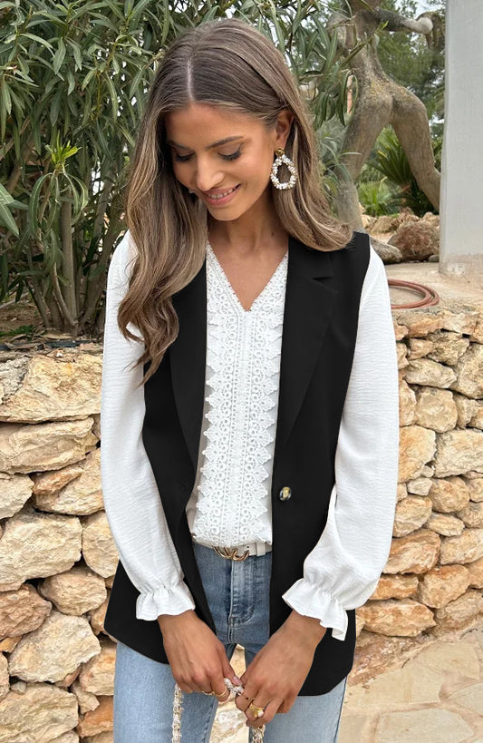ELEGANT BLAZER GILET ZWART