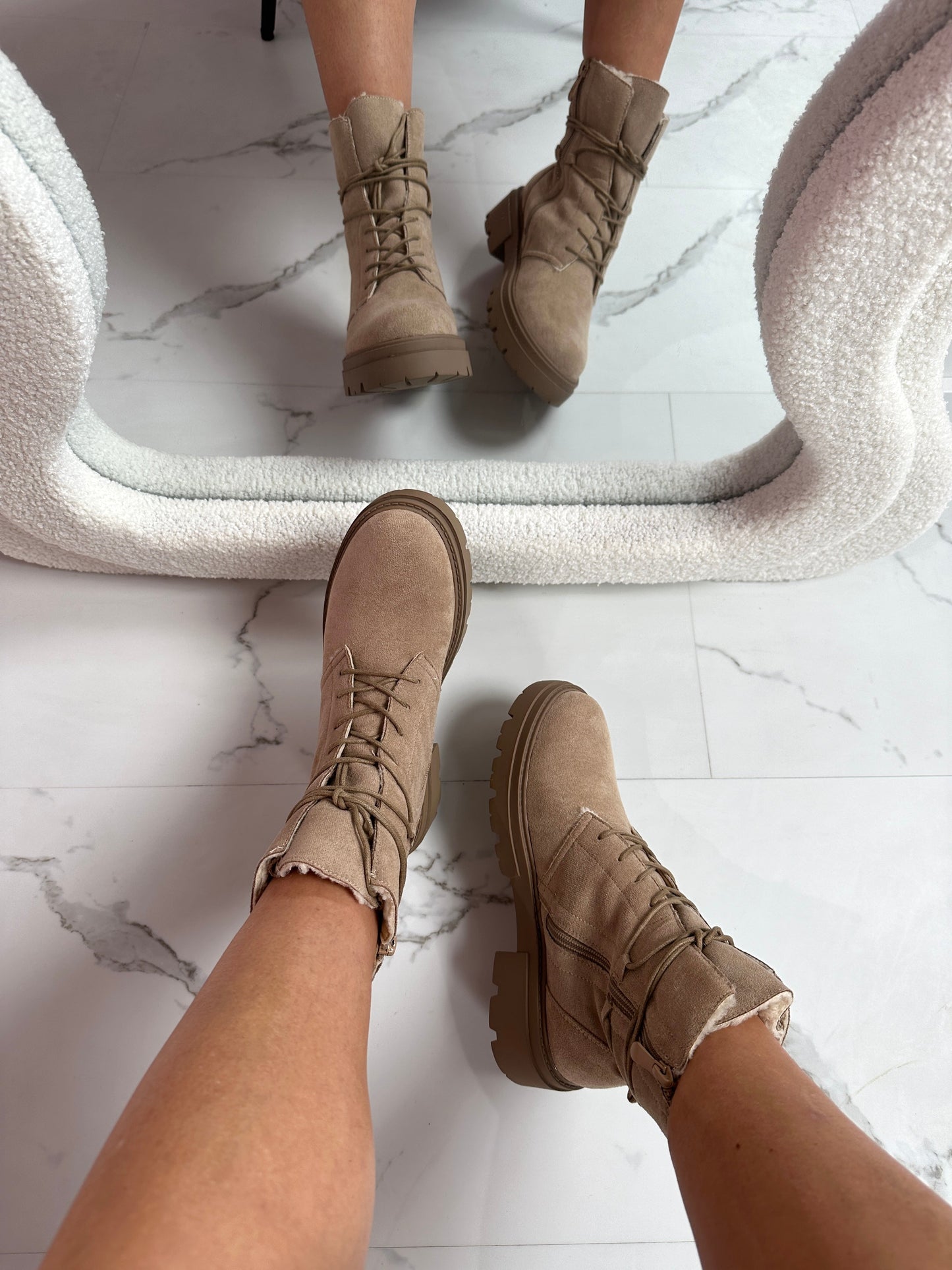 Fury Khaki Lace-Up Boots