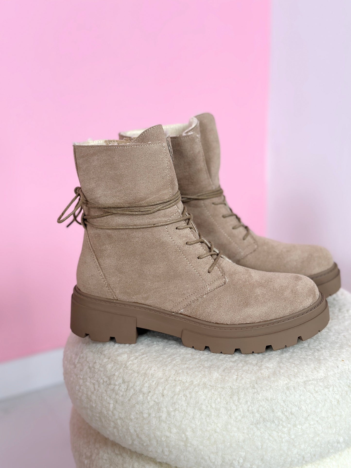 Fury Khaki Lace-Up Boots