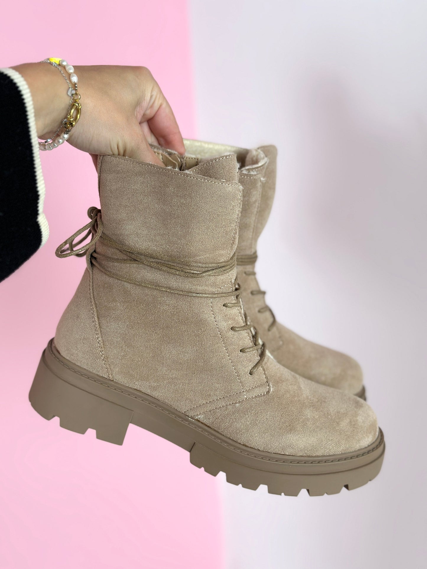 Fury Khaki Lace-Up Boots