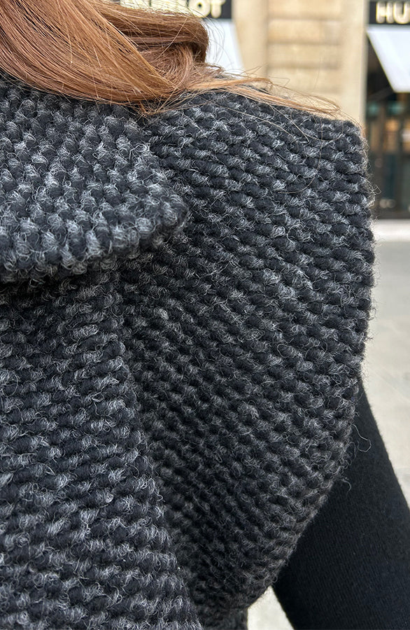 OVERSIZED WOVEN GILET DARK GREY MELANGE