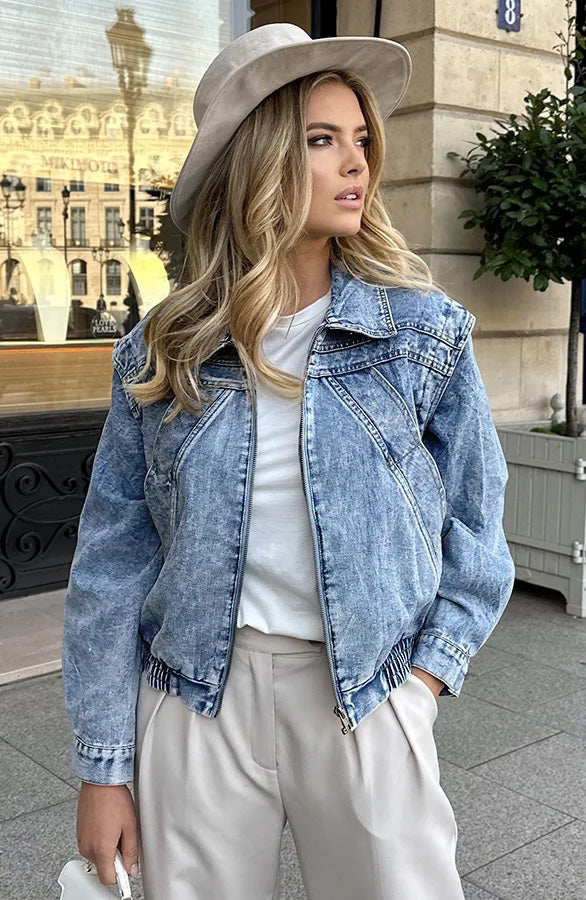 SHORT DENIM JACKET BLUE