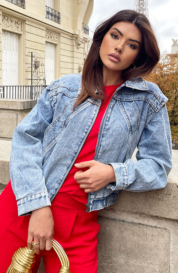 SHORT DENIM JACKET BLUE