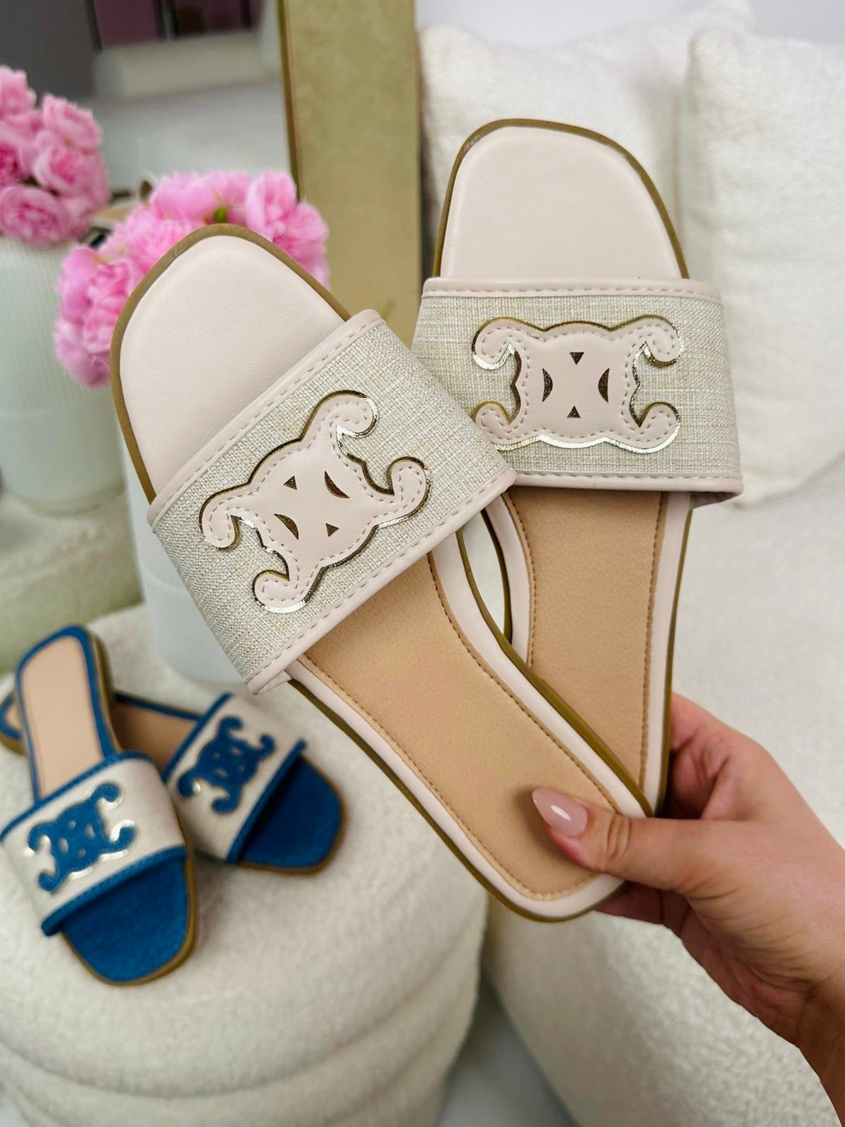 Anastasia Beige Slides