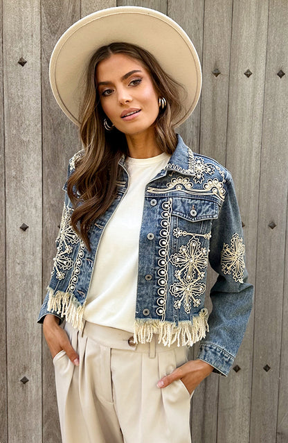 BOHEMIAN PRINT DENIM JACKET