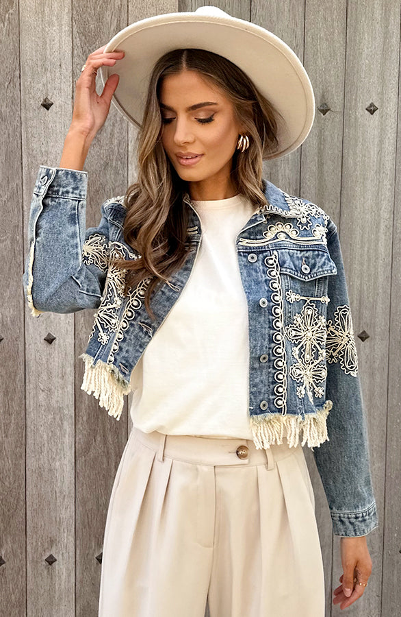 BOHEMIAN PRINT DENIM JACKET