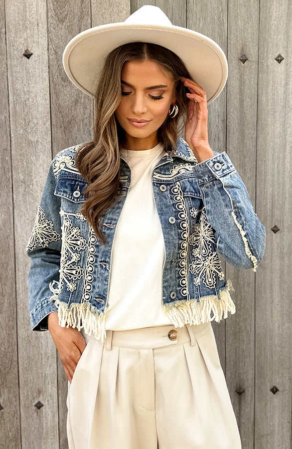 BOHEMIAN PRINT DENIM JACKET