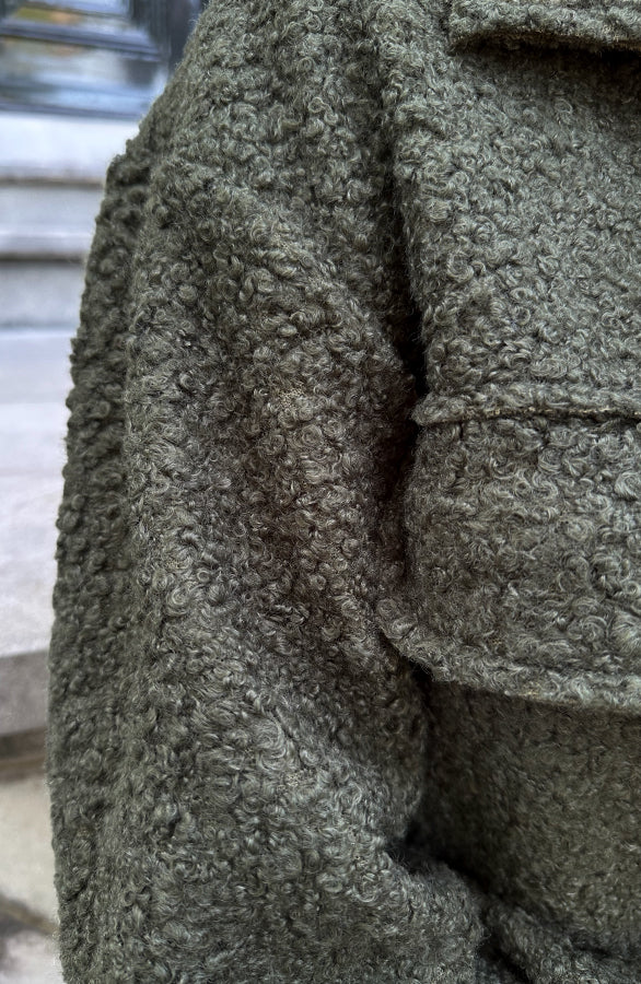 BOUCLE JACKET MET RITS ARMY