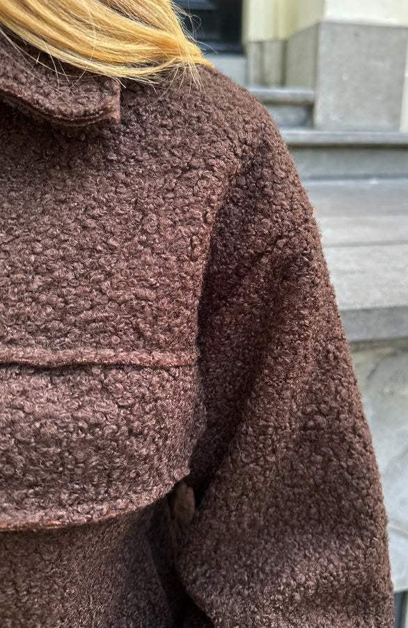 BOUCLE JACKET MET RITS CHOCO