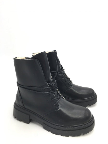 Fury Black Lace-Up Boots