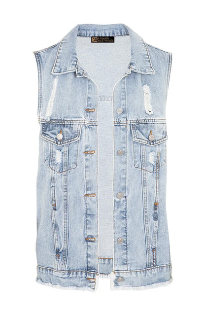 DENIM GILET DAMAGED