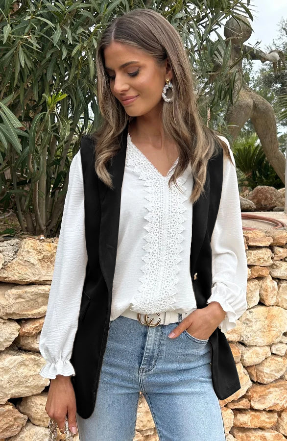 ELEGANT BLAZER GILET ZWART