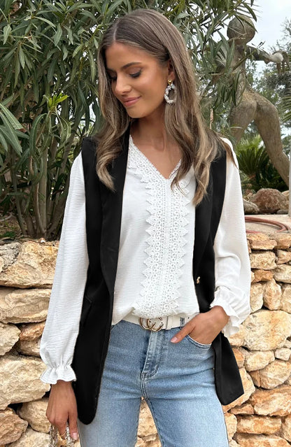 ELEGANT BLAZER GILET ZWART