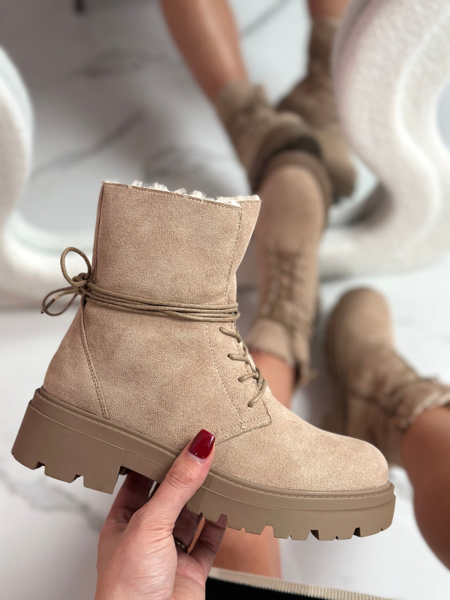 Fury Khaki Lace-Up Boots