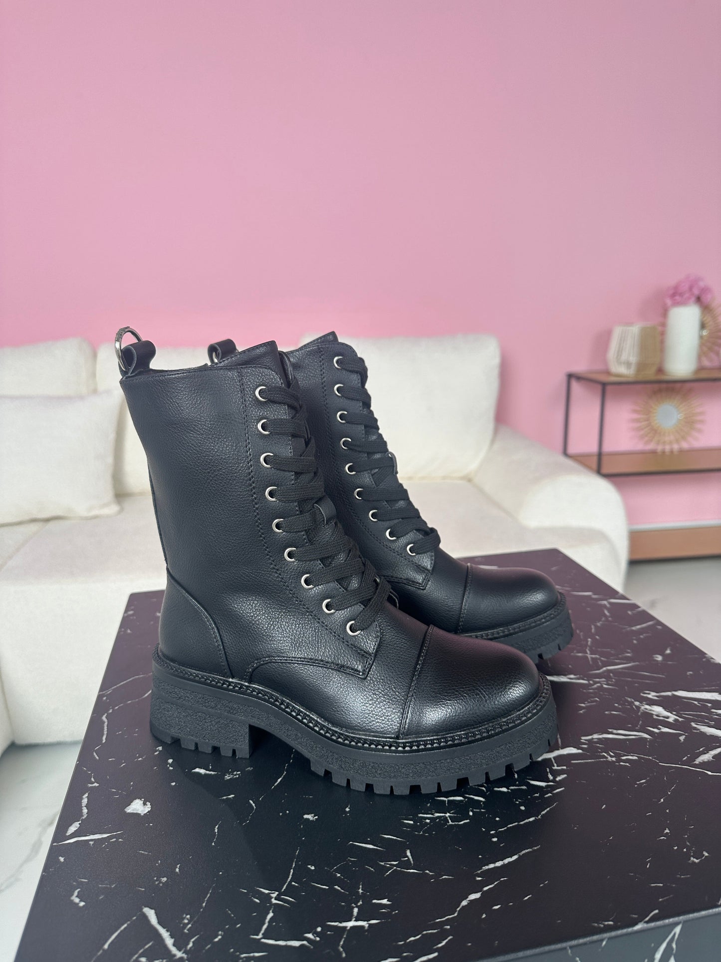 Anaïs Black Lace-Up Boots