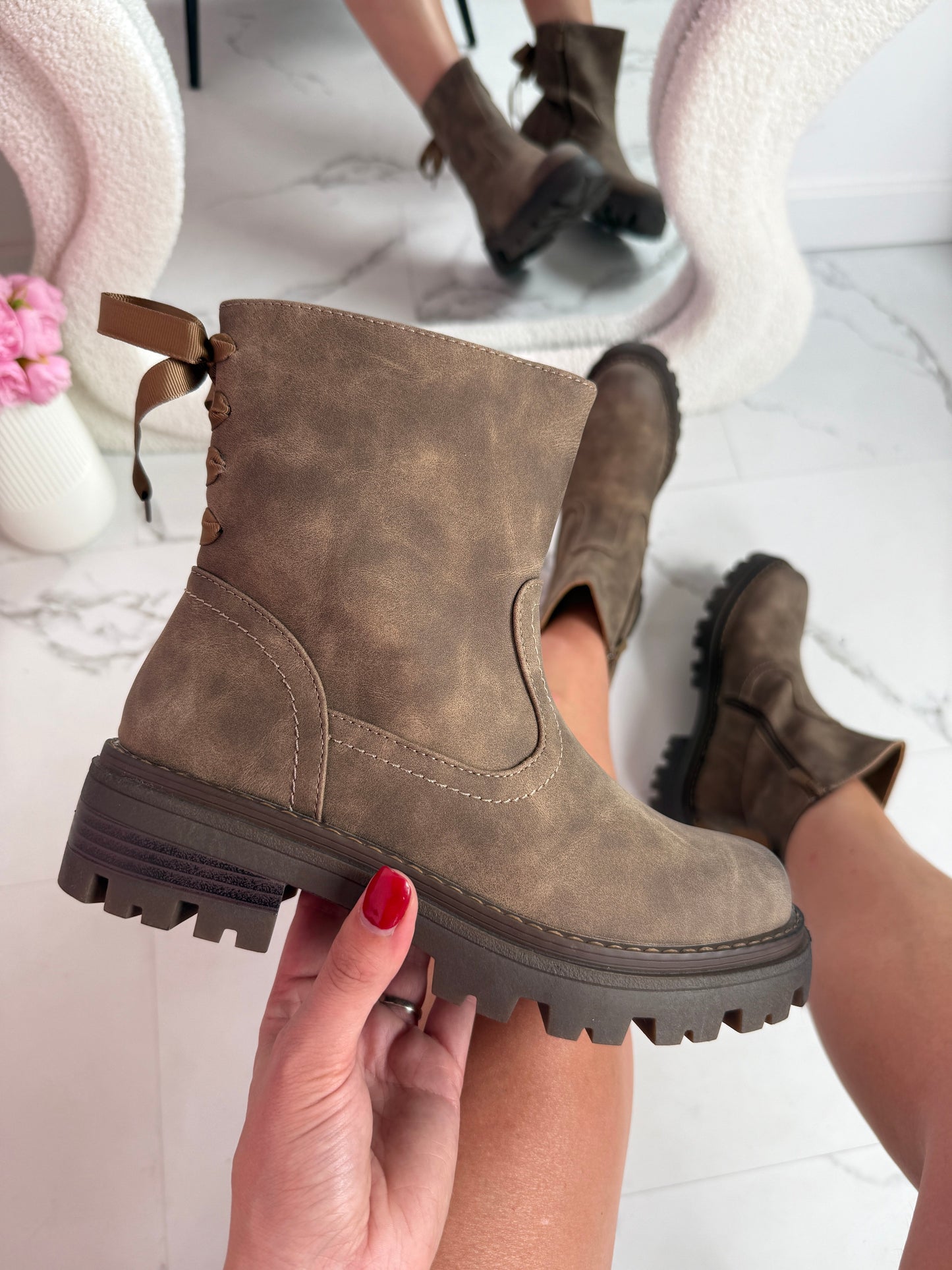 Bow Taupe Boots