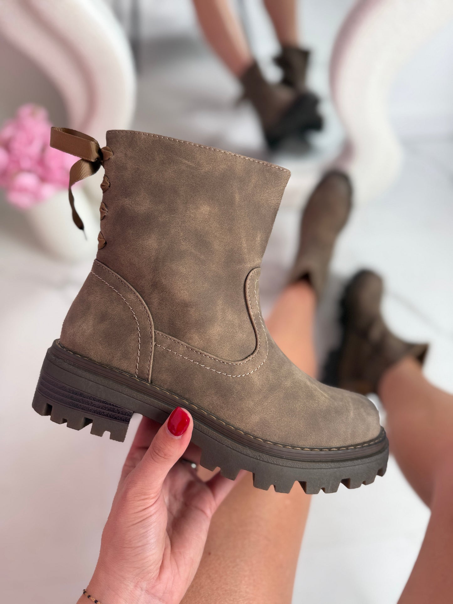 Bow Taupe Boots