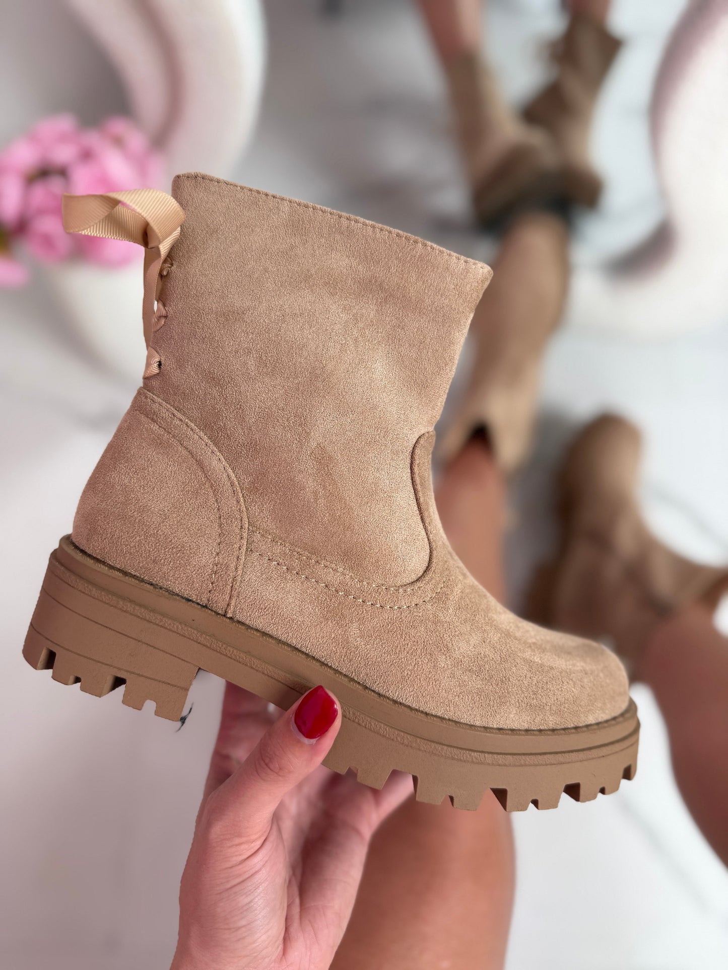 Bow Khaki Boots