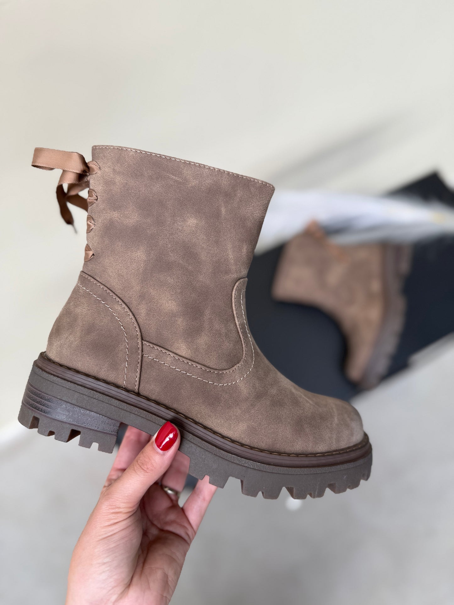 Bow Taupe Boots