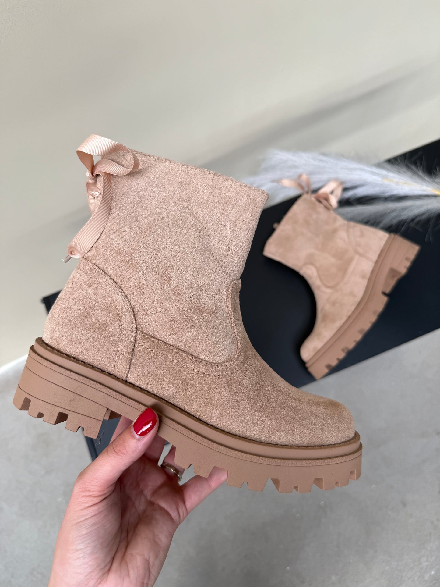 Bow Khaki Boots