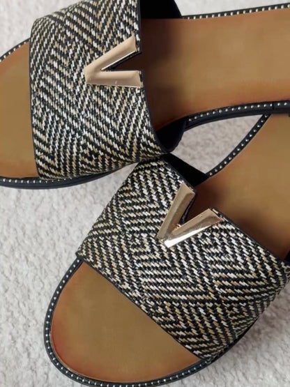 Donia Black Braided Slides