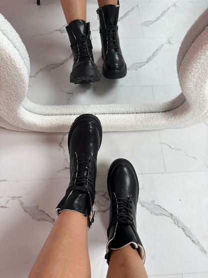 Fury Black Lace-Up Boots