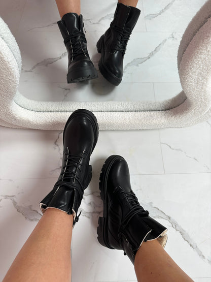 Fury Black Lace-Up Boots