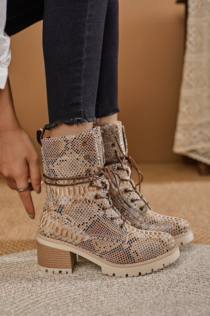 Favo Snake Lace-Up Boots