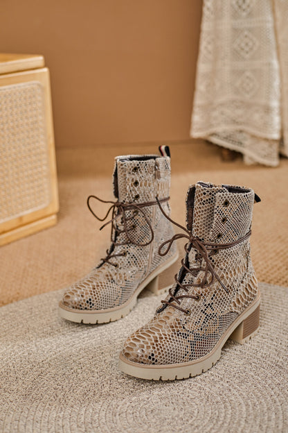 Favo Snake Lace-Up Boots