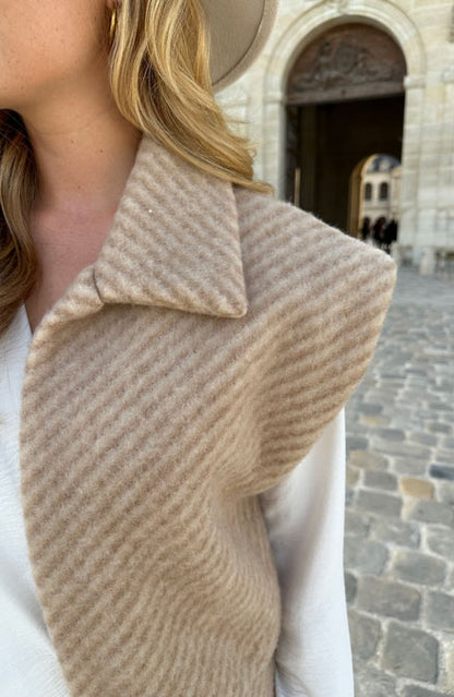 OVERSIZED WOVEN GILET BEIGE