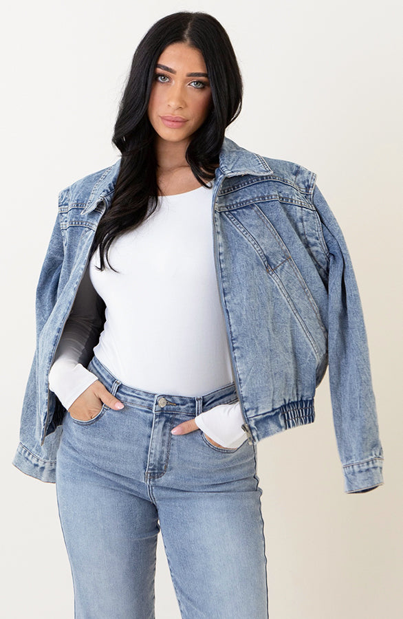 SHORT DENIM JACKET BLUE